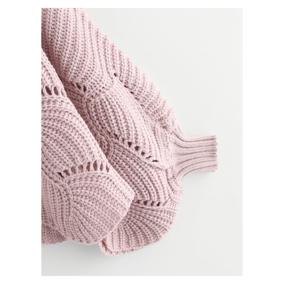 Mauve Dolman Sleeve Eyelet Scallop Sweater - Picture 3 of 8